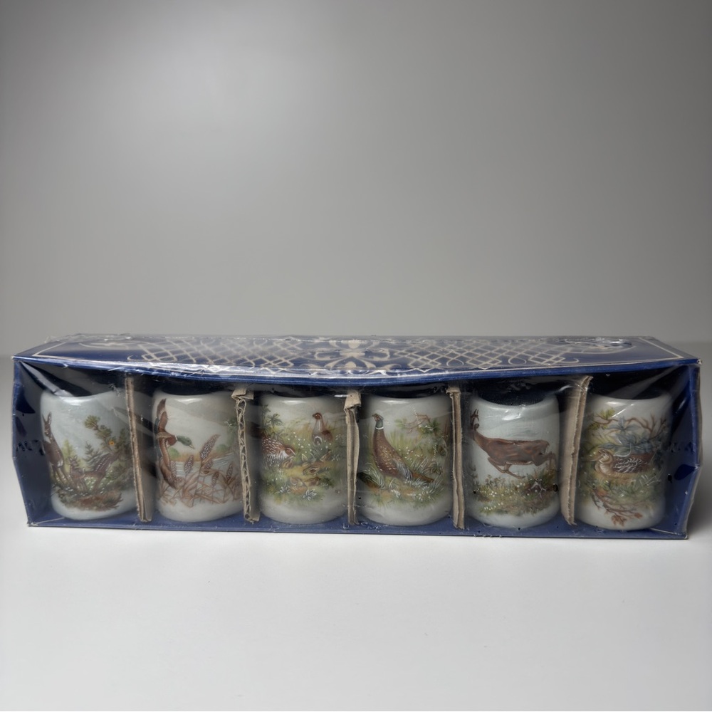 Vintage Set of 6 Ceramic or Porcelain Small Cute Shot or Espresso Cups Mugs
